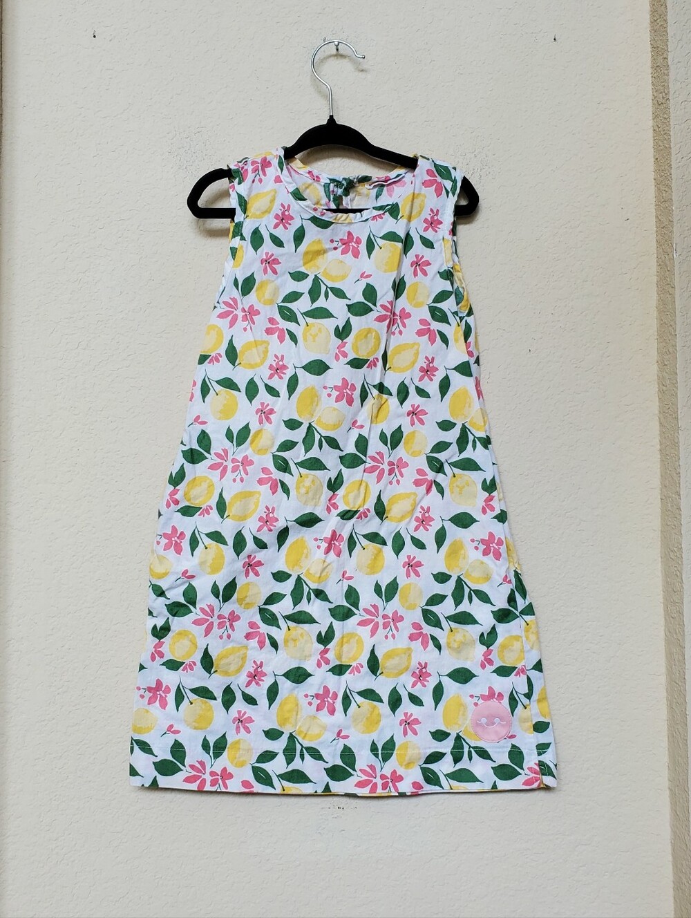 Smiling Button Girls' White Lemon Print Casual Dress.  Size 7